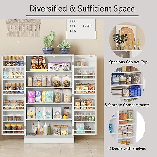 Miniatura 6 de Function Home - Despensa de cocina de 41 pulgadas armarios de despensa de granja armario de almacenamiento con puertas y estantes ajustables color