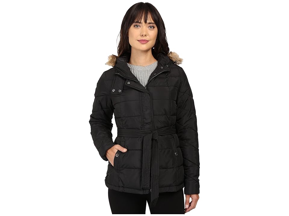 

U.S. POLO ASSN. Long Belted Puffer Jacket (Black) Women's Coat