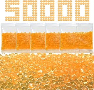 Longfrog Water Balls Beads Refill Ammo (7-8 mm, 5Pack, 10000 Pieces Per Pack),Water Beads Gel Ball 7-8mm, Water Based Gel Balls Bullet, vase fillings, DIY Art Projects, Tactile Toys.