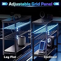 Vista 6 de Bestier - Escritorio de juegos con tomas de corriente, escritorio para computadora de 42 pulgadas en forma de L con luces LED, escritorio