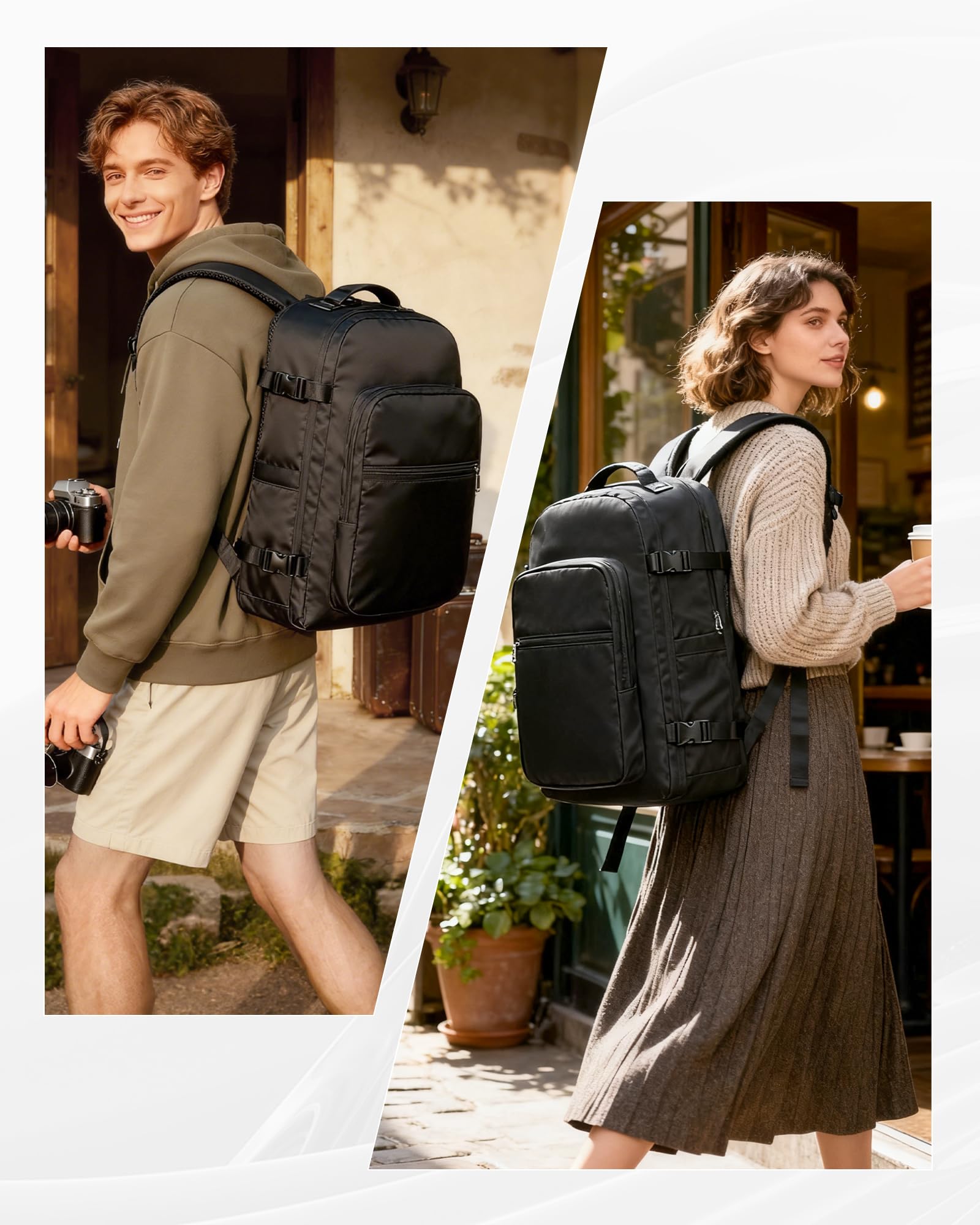Vakuum Rucksack 40x30x20 Wizzair Ryanair Handgepäck 40x30x20 Rucksack Handgepäck Flugzeug Reiserucksack Vakuum Damen Herren Schwarz