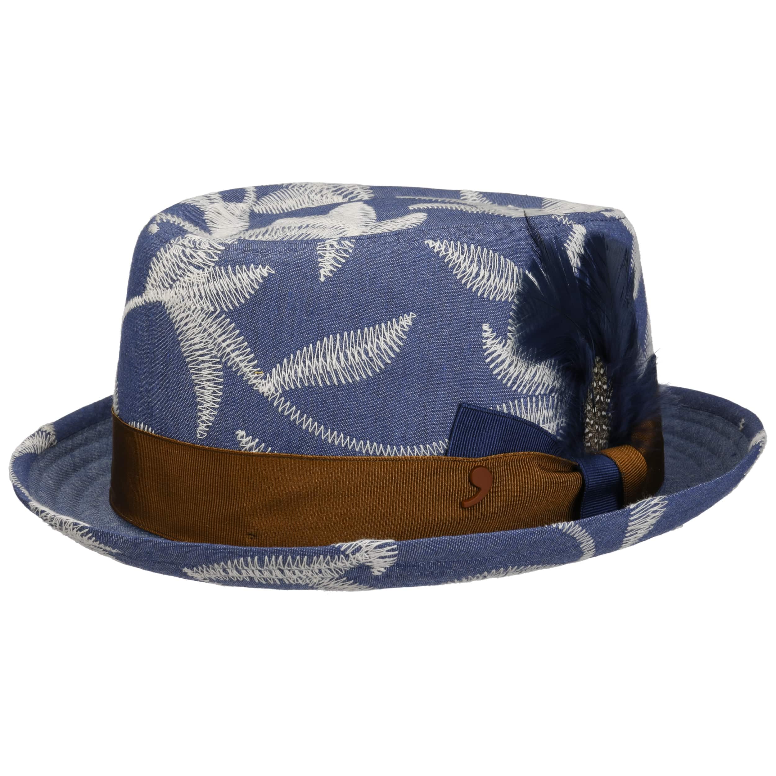 Leaves Pork Pie Stoffhut Sommerhut Sonnenhut Pork-Pie-Hut Porkpie Herren - Made in Italy mit Futter, Ripsband Frühling-Sommer Sommer