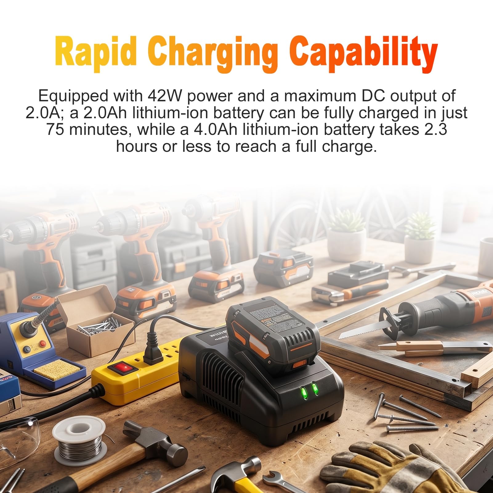 ViaGasaFamido Chargeur de Batterie 18V 42W, Charge Rapide avec Indicateurs LED pour R840083 R840085 R840086 R840087 R840089 AC840085 AC840086 AC840089 (Prise UE 250V)