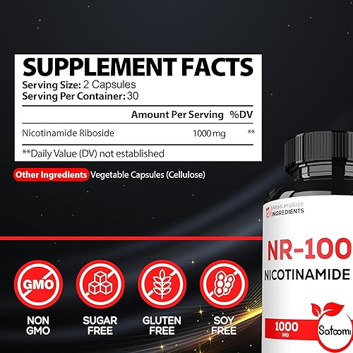 Miniatura 2 de Satoomi NAD nicotinamida ribósido - Suplemento NR 1000mg - 60 unidades durante 30 días