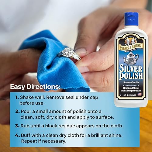Vista 4 de PARKER & BAILEY Silver Polish - Limpiador de esmalte de plata y removedor de deslustre, limpiador de joyas, esmalte de metal crema para pulir