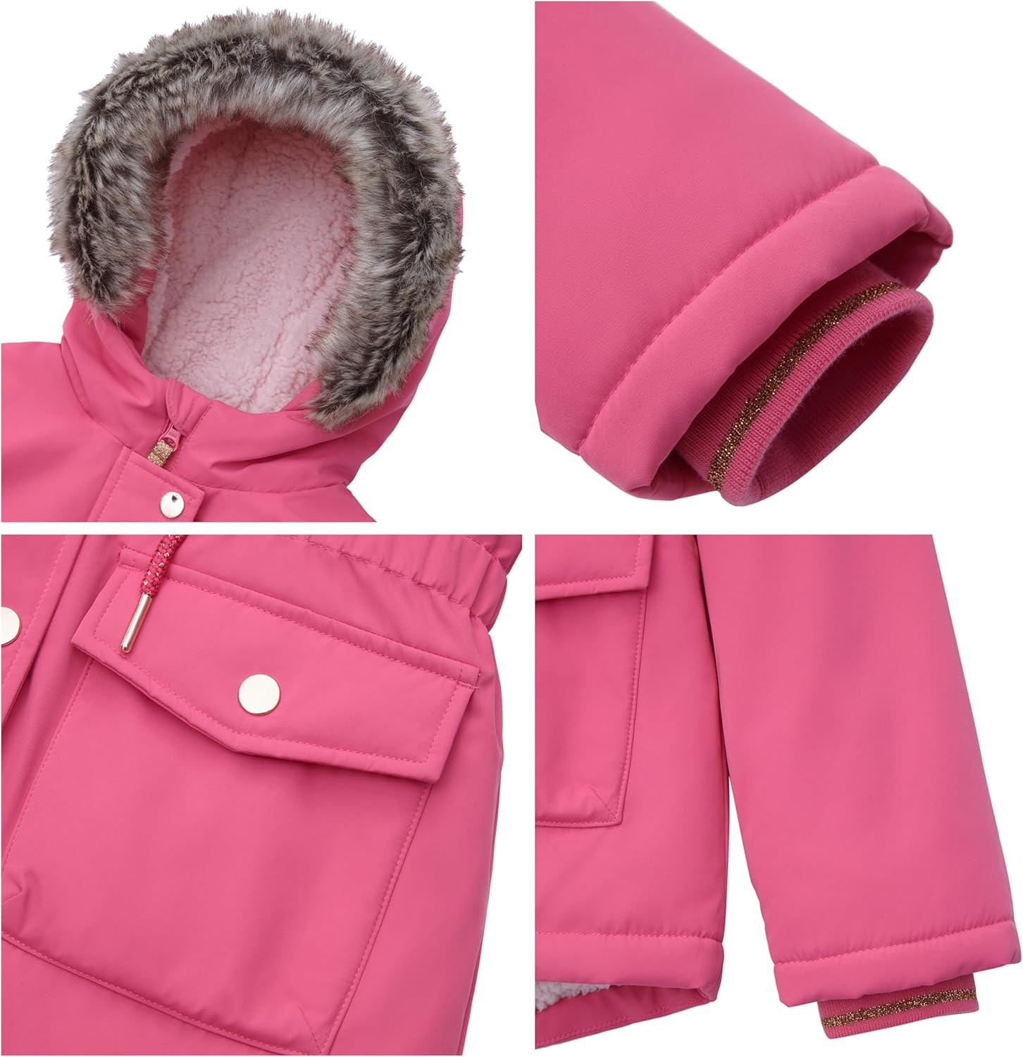 Rokka&Rolla Girls' Water-Resistant Sherpa Fleece Lined Puffer Jacket Winter Parka Coat - Image 5