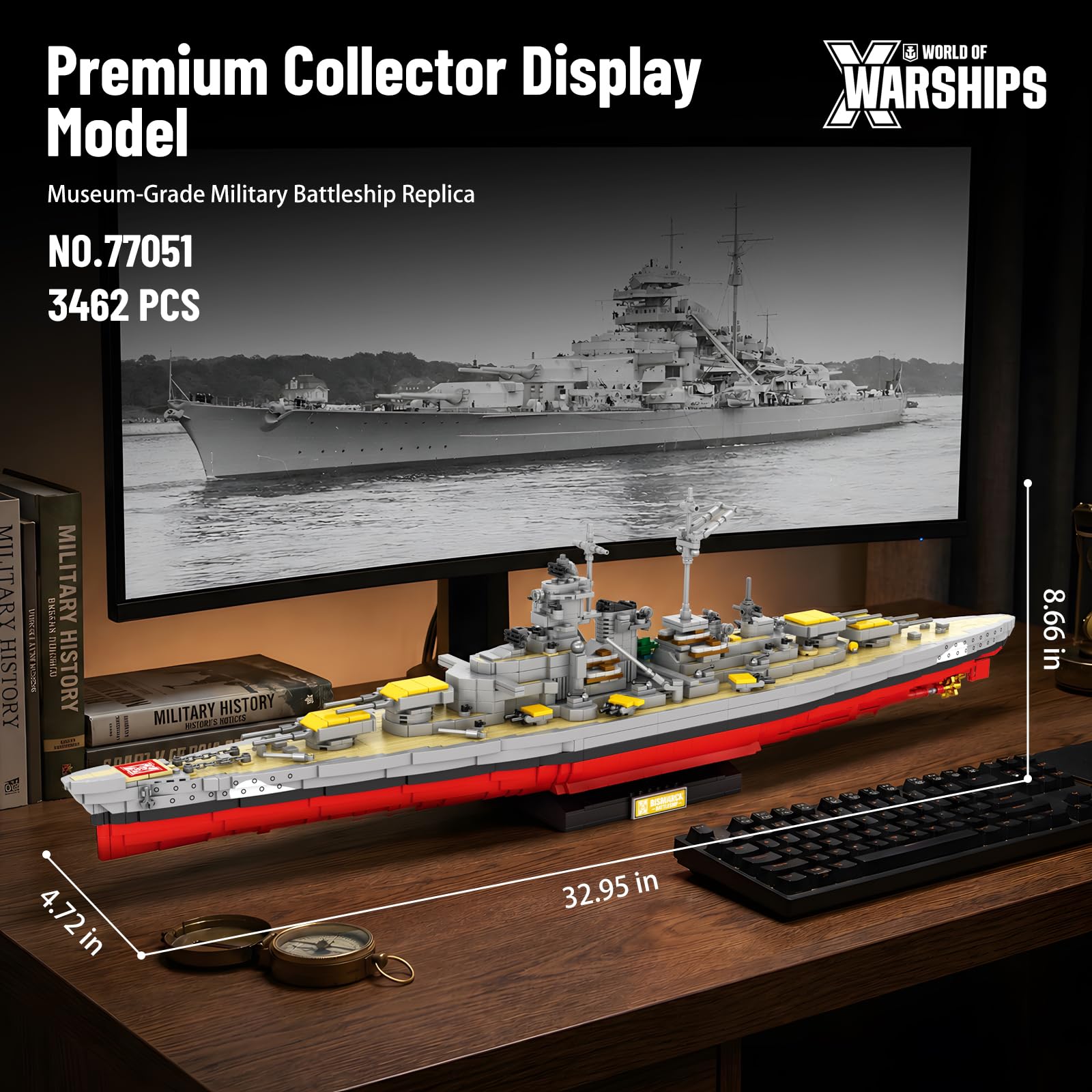Reobrix World of Warships Bismarck Battleship Building Block Set 3462PCS