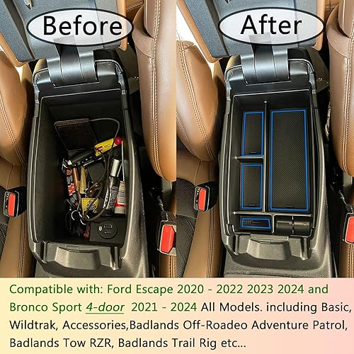 Miniatura 4 de TACORBO - Organizador de consola central compatible con Ford Escape 2020 2021 2022 2023 2024 y Bronco Sport 2021-2024, bandeja de inserción de 4