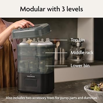 Baby Brezza SuperQuick Steriliser Dryer | Sterilise & Dry in 10 Mins | Kills 99.9% Germs | Holds 8 Bottles & 2 Pump Sets | 4-in-1 Functions