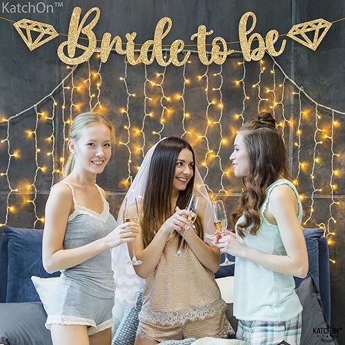 Miniatura 6 de KatchOn Gold Glitter Bride To Be Banner - 10 Feet, Pre-Strung, No DIY  Gold Bride Banner, Ring Cutout  Bachelorette Party Decorations  Bridal Shower
