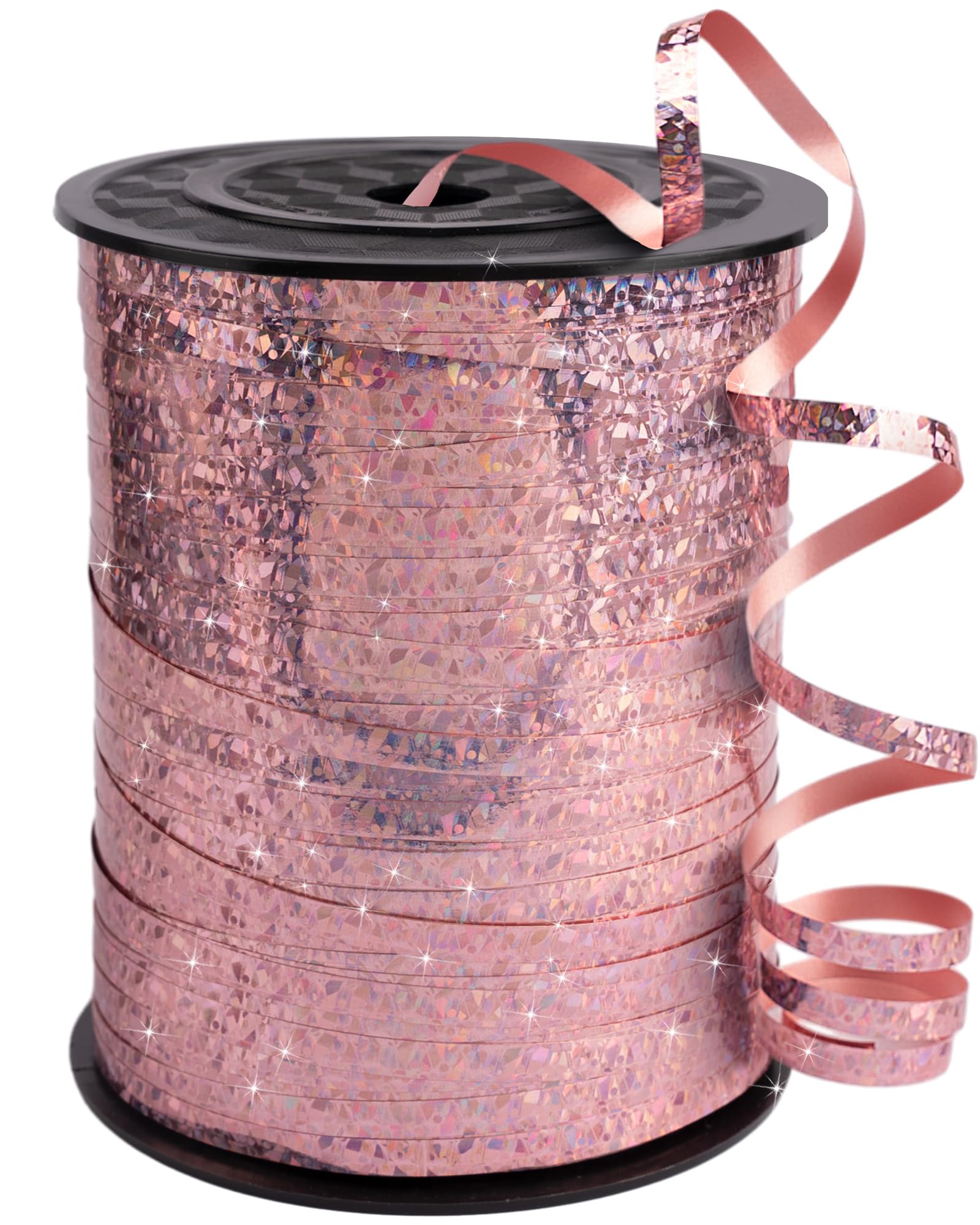 PartyWoo Pink Ribbon, 500 Yard Curling Ribbon for Crafts, Iridescent Crimped Ribbon, Shiny Metallic Ribbon for Gift Wrapping, Ribbon for Balloons String, Hair, Florist Flower (1 Roll)