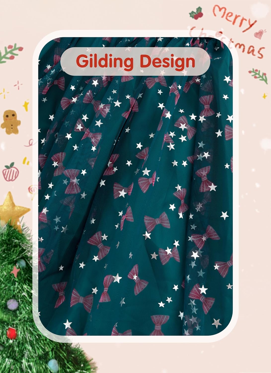 Toddler Girl Christmas Tutu Dress Gilding Printed Sleeveless Layered Tulle Outfit 2-5T - Image 6