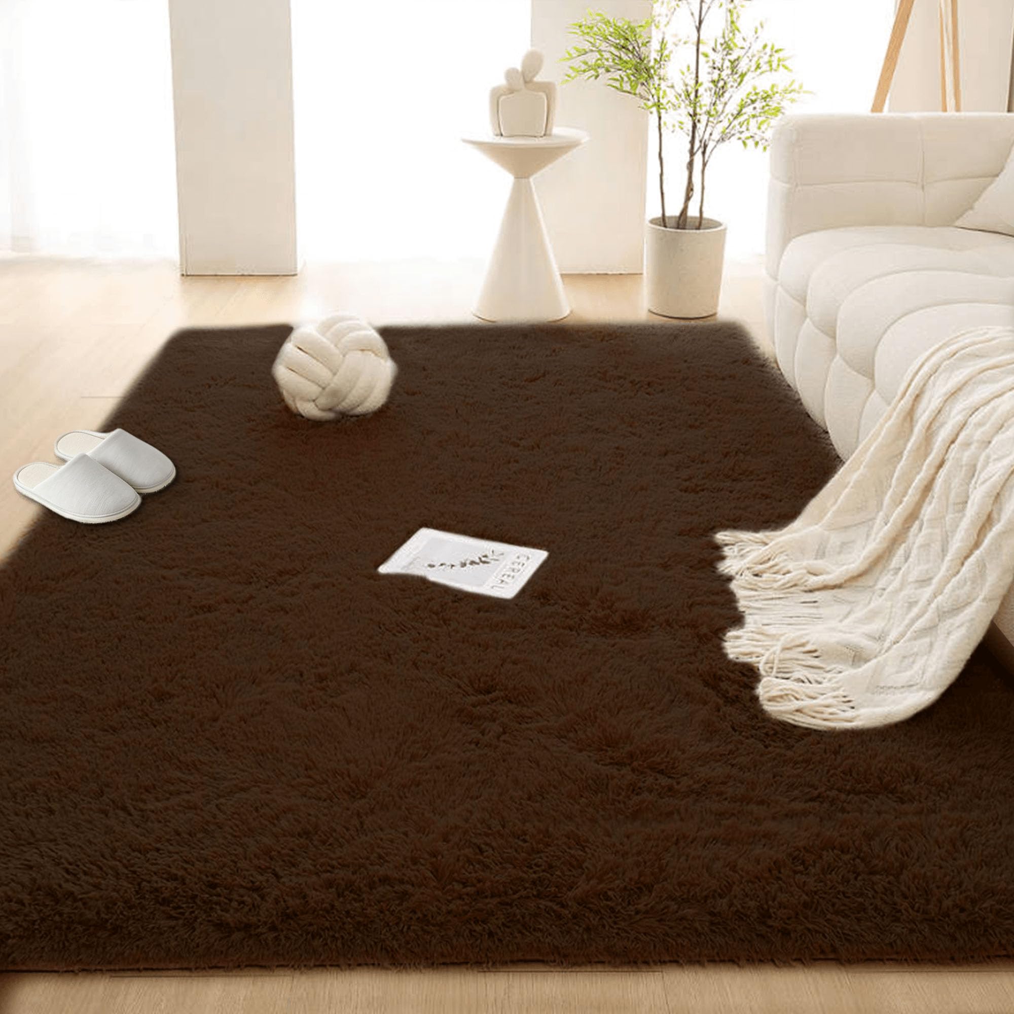 Tapis de salon moelleux lavable grand format 300 x 330 cm pour entretien facile