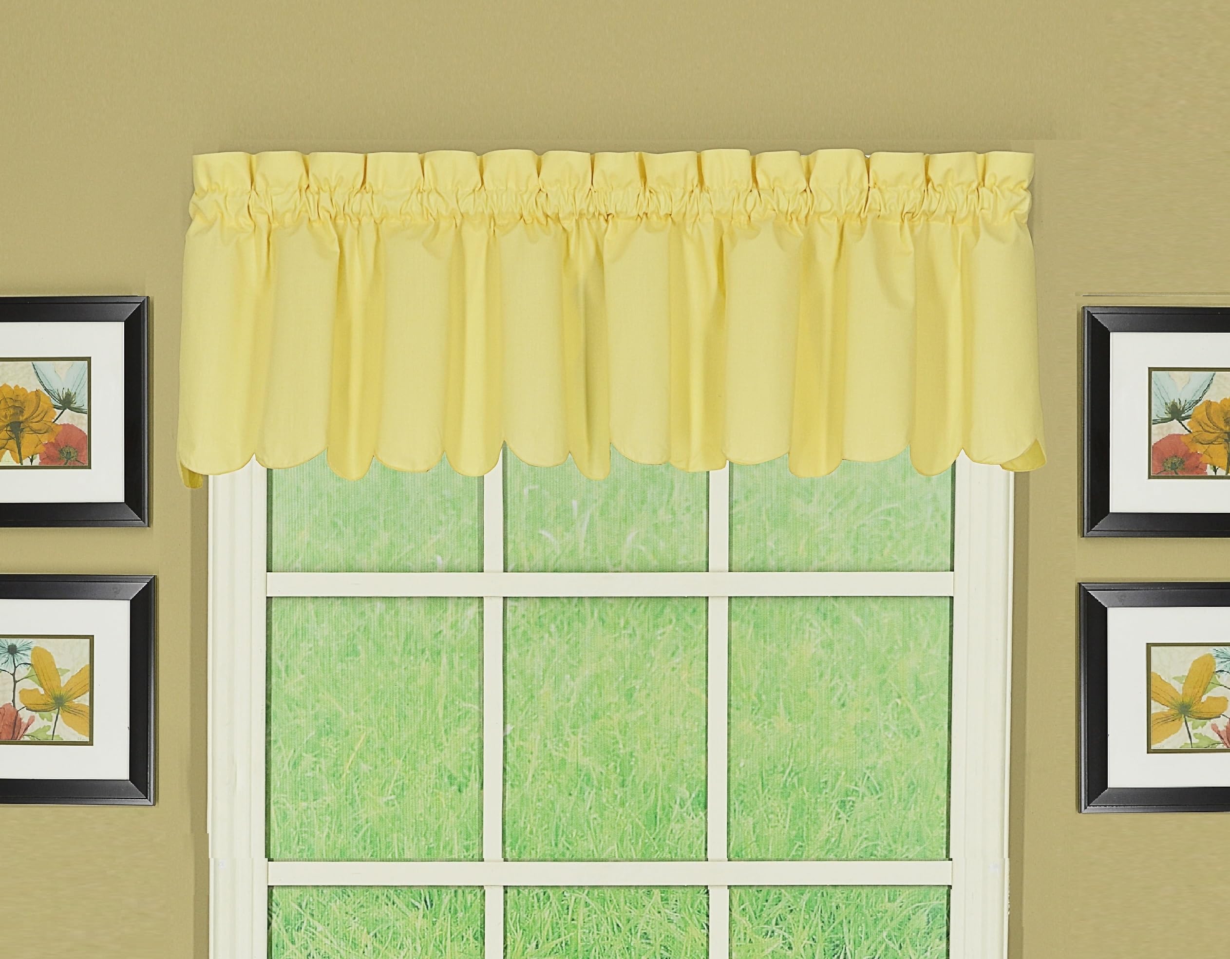 Today's Curtain Orleans 12" Buttercup Polyester Curtain with Valance 60 in x 12 in (W x L)