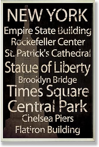 Stupell Home Décor New York Landmark - Placa rectangular para pared, 10 x 0.5 x 15 pulgadas, fabricada con orgullo en Estados Unidos