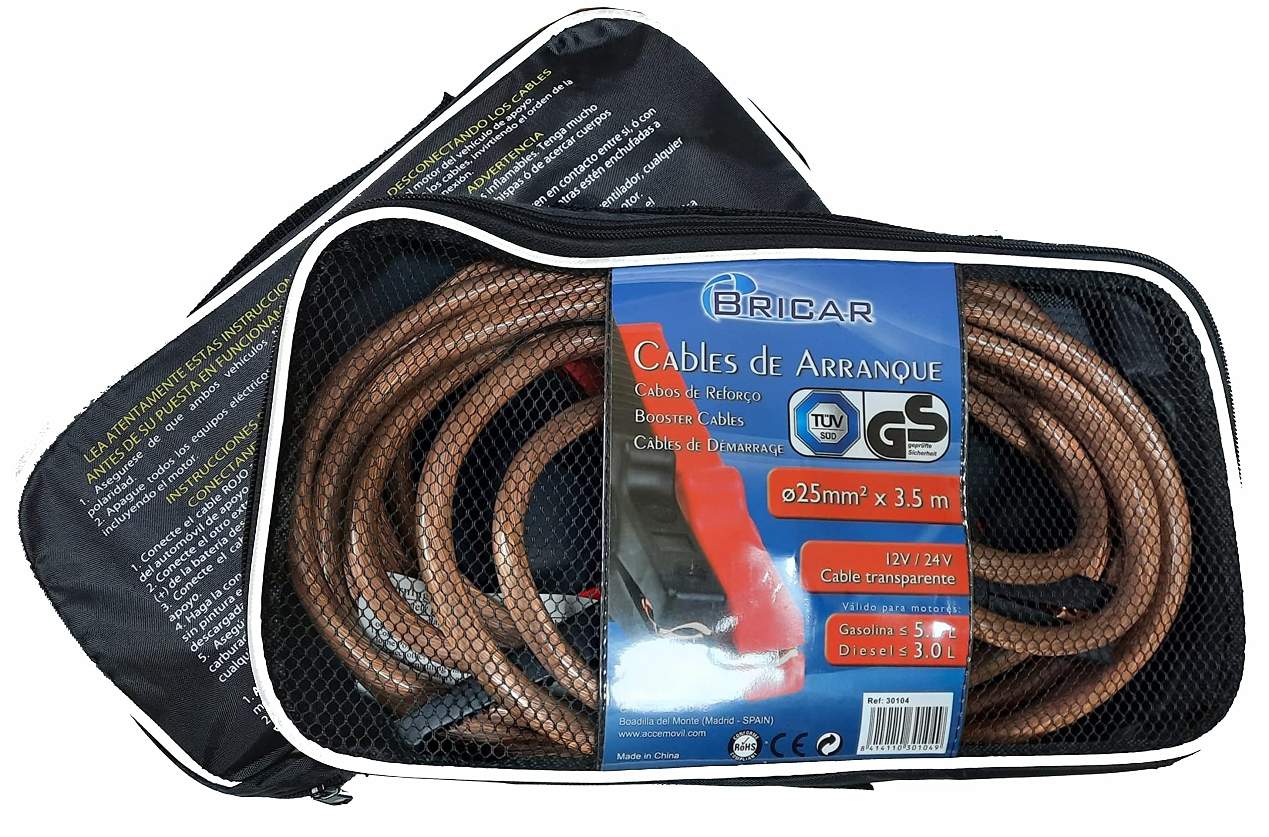 Cables de Arranque 500A (3,5 Metros) Diametro:25mm