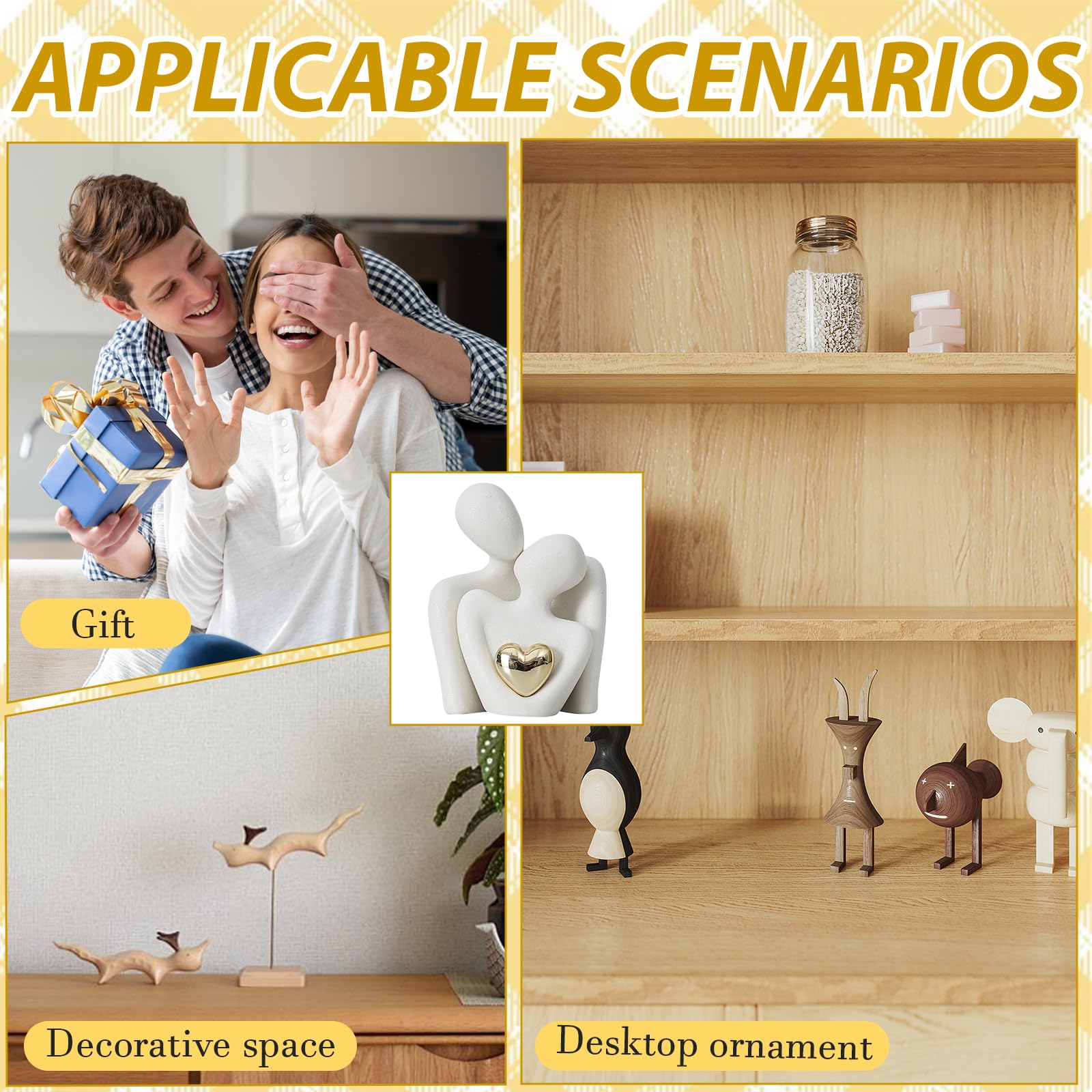 Set Di 2 Statuine In Resina A Forma Di Coppia – Decorazioni Creative E Adorabili Per Camera Da Letto, Regalo Anti-stress