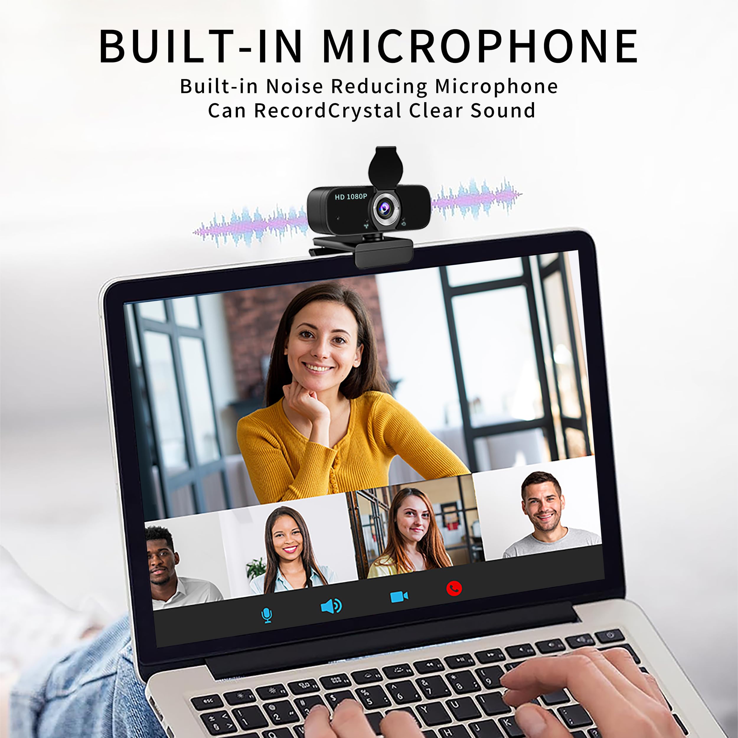 Cámara web 1080P para computadora/portátil/escritorio/PC, cámara externa con micrófono, USB Plug & Play, corrección automática de poca luz, cubierta de privacidad, trípode, gran angular para reunión 3