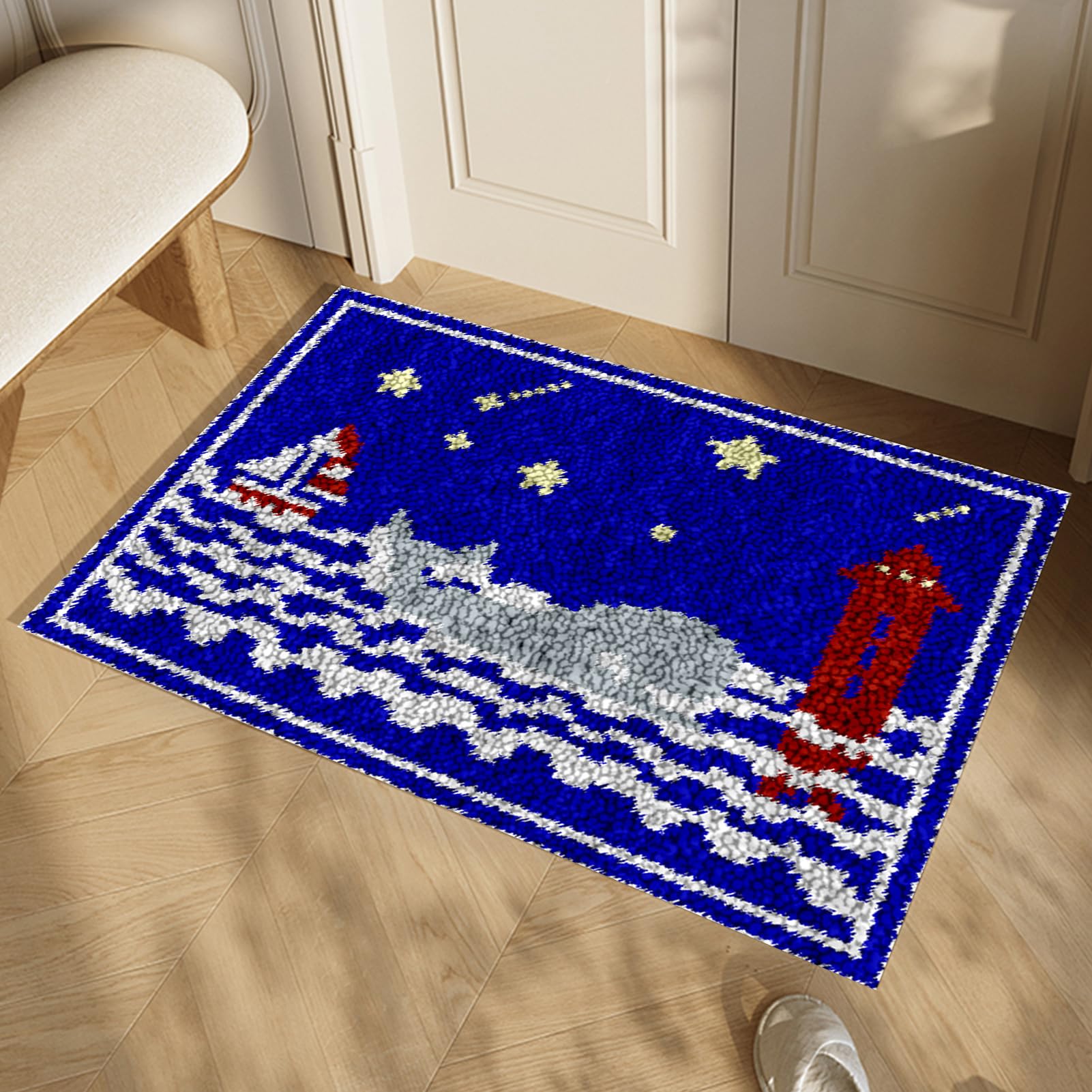 Kit per tappeto con gancio a scatto per adulti, tela stampata, arazzo ricamato, kit fai da te, filato all'uncinetto, cuscino per pavimento per la decorazione della casa