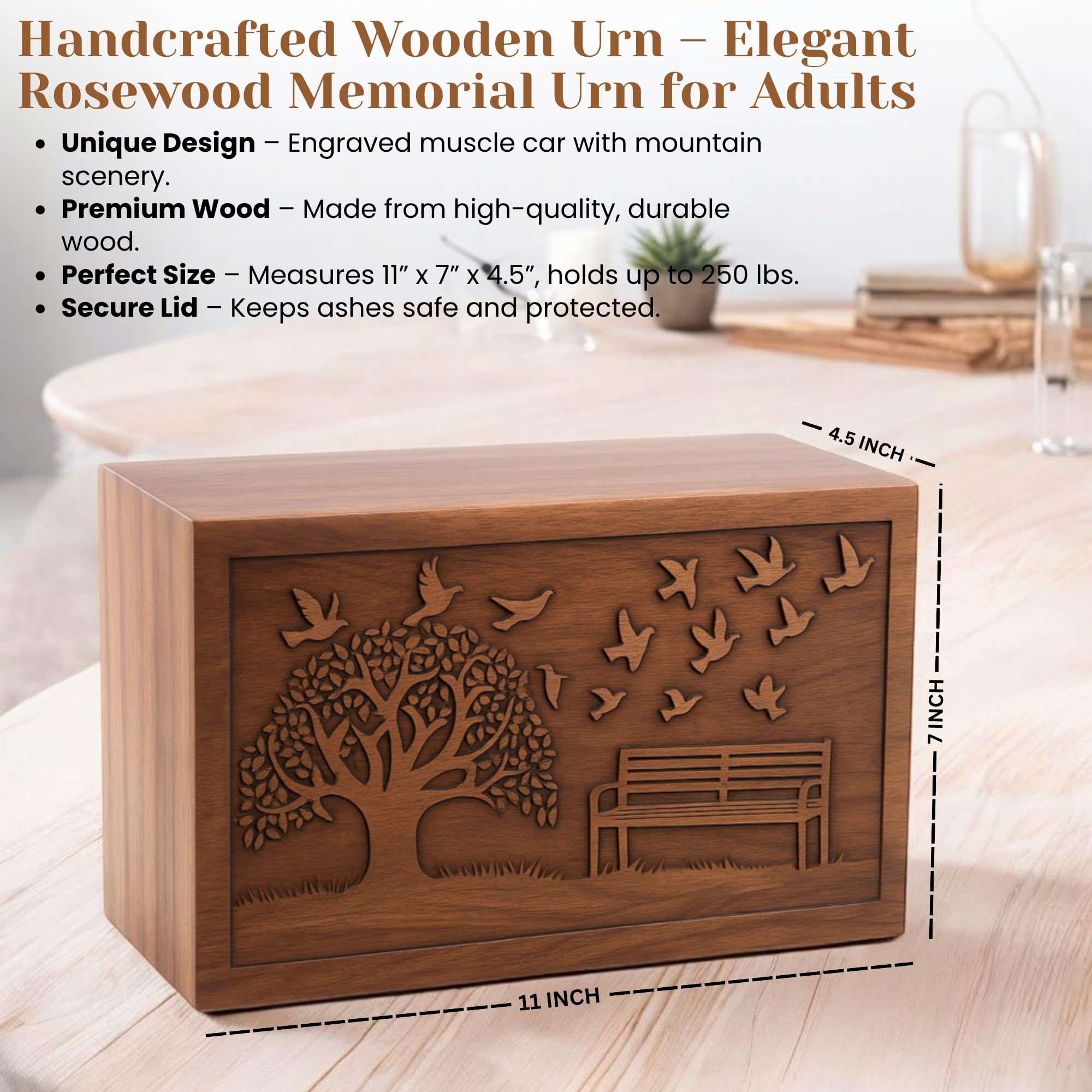 HIND HANDICRAFTS Urnas De Cremación De Madera Para Cenizas Humanas, Grandes,  Diseño De Alas De ángel,, image size:2000x2000