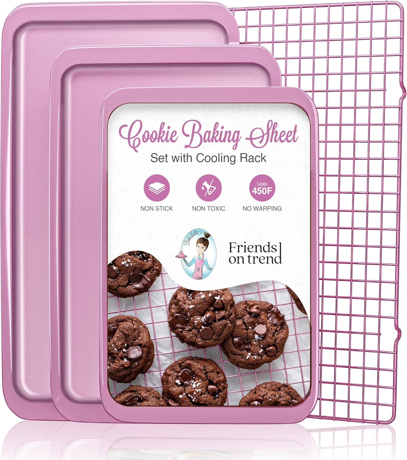 3 Pink Baking Sheet set with Cooling Rack Baking Sheet Pans Set, Pink Cookie Sheets for Baking Nonstick with Wire Rack Set of 3 Pink Baking Sheets for Oven, Half/Quarter/Jelly Roll Pan 3 Pink Baking Sheet set with Cooling Rack Baking Sheet Pans Set, Pink Cookie Sheets for Baking Nonstick with Wire Rack Set of 3 Pink Baking Sheets for Oven, Half/Quarter/Jelly Roll Pan