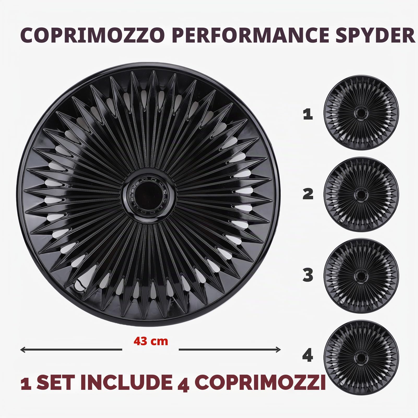Ausla R17 Copricerchi, Set 4 Eleganti Copriruota in ABS Aggancio Rapido, Cerchi in Set 17 Pollici, Adattamento Universale per Auto, Camion, SUV (Black)