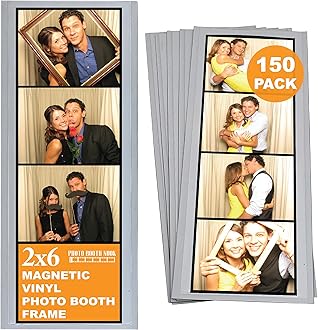 Photo Booth Nook2x6 Flexible Magnetic Photo Booth Picture Frames (150 Count) | Crystal Clear Display with Strong Magnet | Bulk