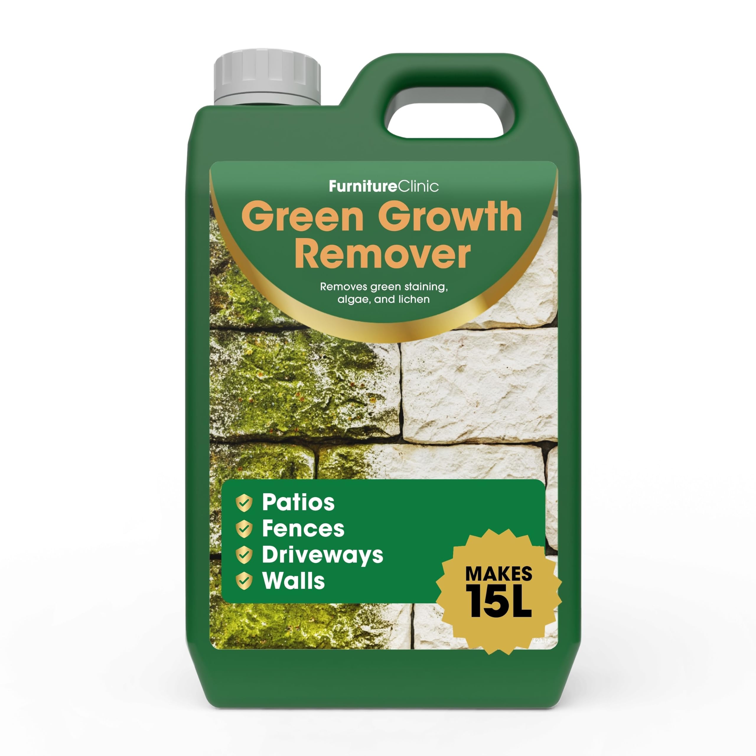 Patio Cleaner (2.5L) Concentrate Makes 15L - Removes Green Staining & Algae - Great for Patios and Decking, Driveways and Roofs - Green Growth Remover