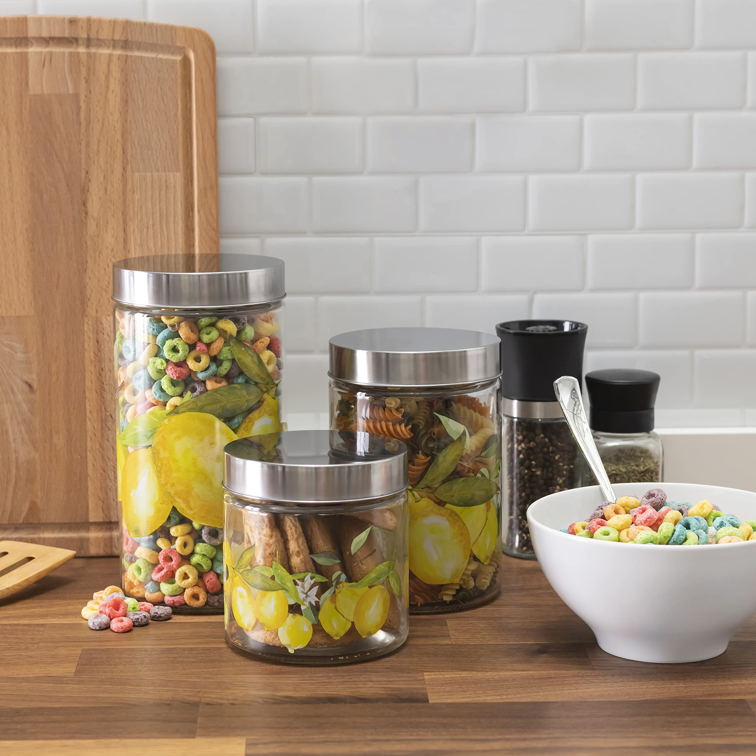 Amazon.com: American Atelier Canister Set 3-Piece Glass Jars in