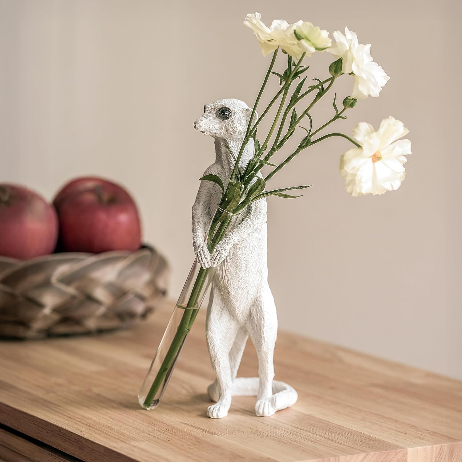 Whimsical Meerkat Flower Vase – Playful Animal Decor with Removable Glass Tube, Perfect for a Single Bloom, Thoughtful Gift for Nature Lovers, Handcrafted Accent for Home