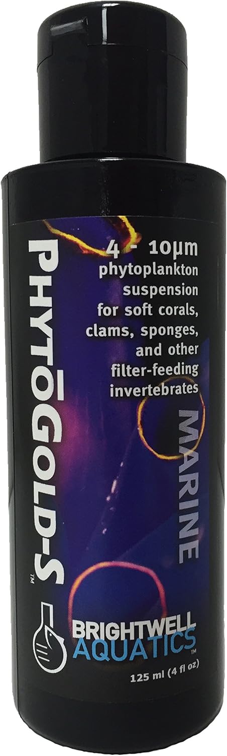 Brightwell Aquatics PhytoGold-S, 4-10 Micron phytoplankton Suspension for Soft Corals, Clams, sponges, and Other Filter-feeders, 500ml