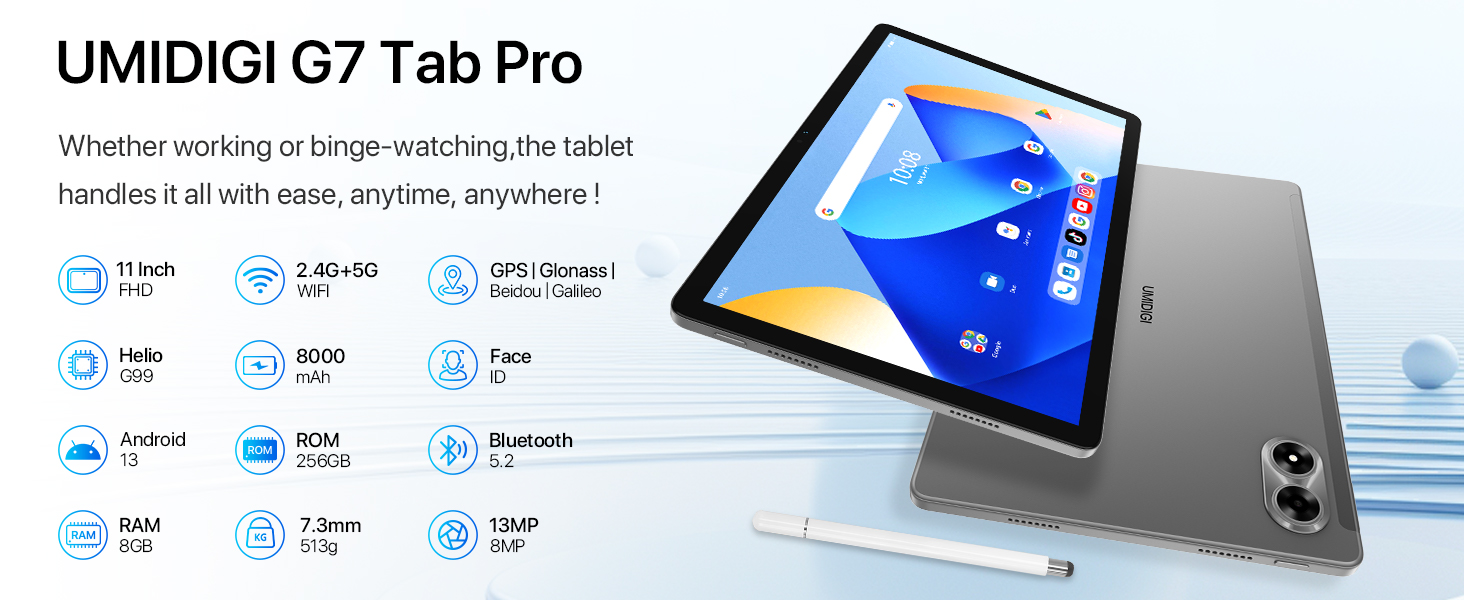 Amazon.com: UMIDIGI MTK Helio G99 Tablet 2025, G7 Tab Pro 16GB+