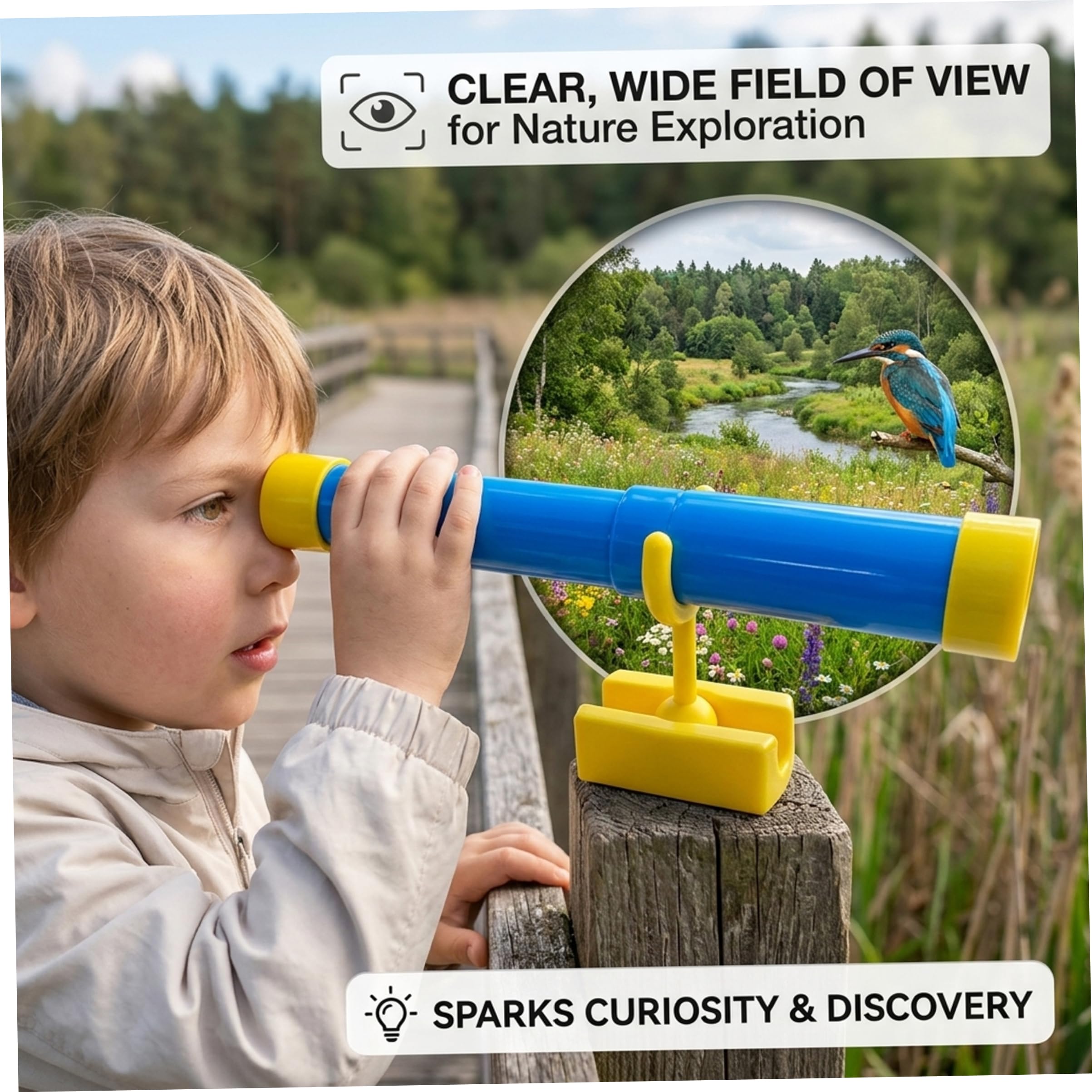 Telescope Children Télescope pour Enfants Tour de Jeu monoculaire en Plastique Pliable pour Enfants - Jouet réglable Bleu Ciel pour Les Aventures sur Terrain de Jeu en Plein air