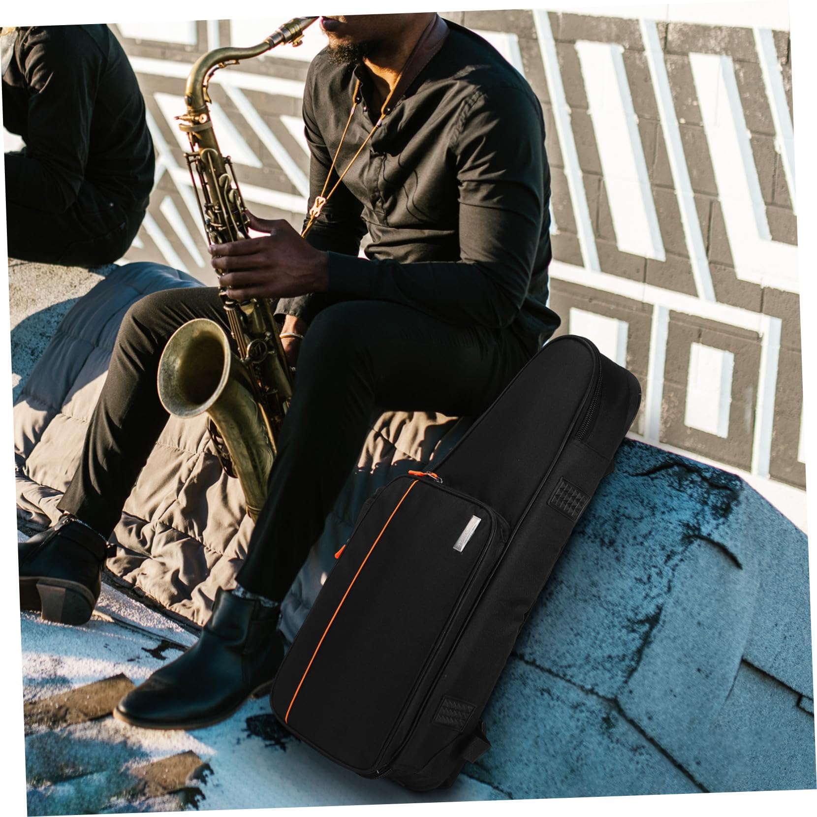 HANABASS Bolsa para Saxofón Alto Negra de Tela Oxford Engrosada, Mochila con Doble Correa Acolchada a Prueba de Golpes, Estuche Portátil para Transporte y Protección en Conciertos
