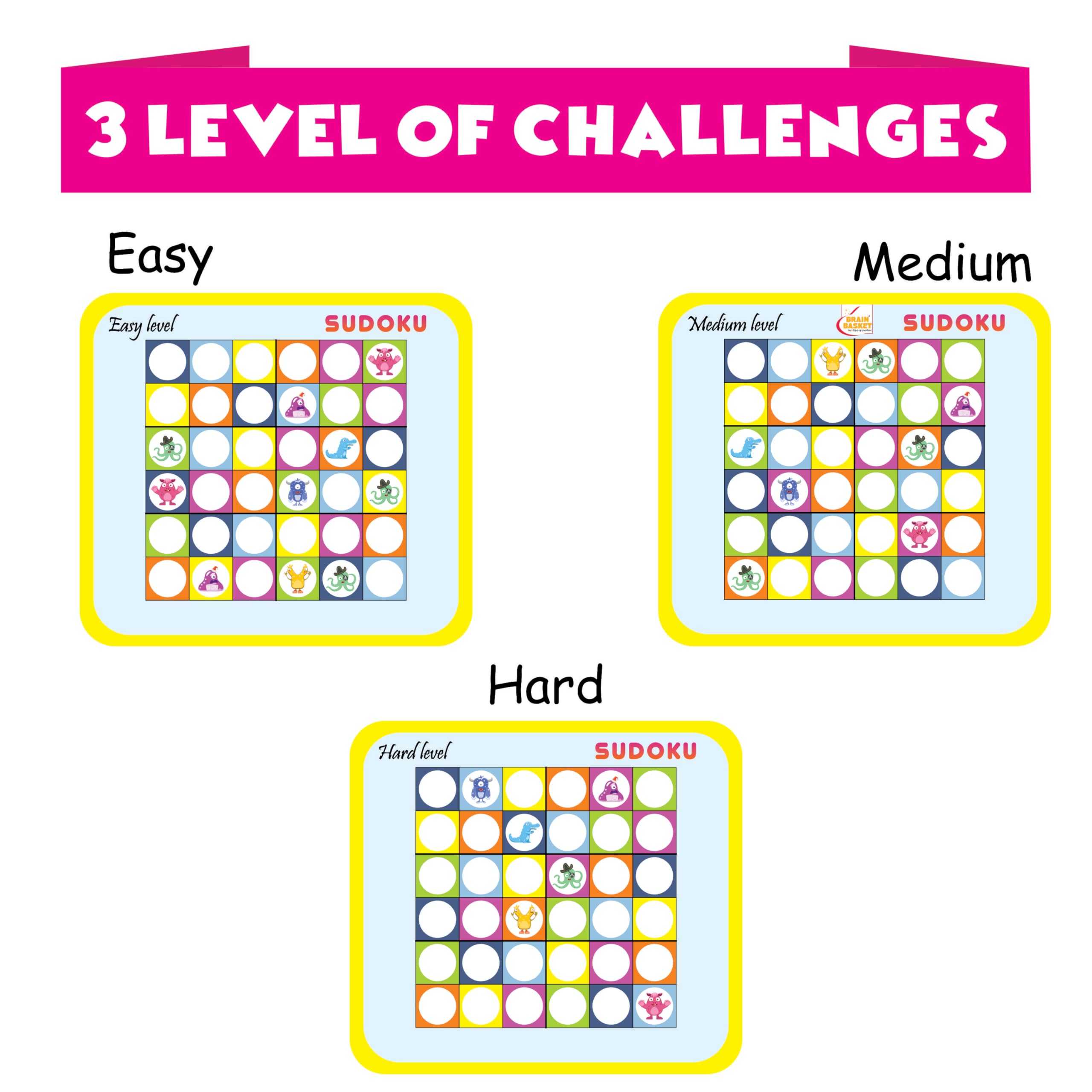 BRAIN BASKET Sudoku Puzzle Game for Kids and Adults, Animal Themed, Premium MDF Board, Board Game for Boys, Girls, Indoor Fun Game, Travel-Friendly - Ages 6+ - Image 4 thumbnail