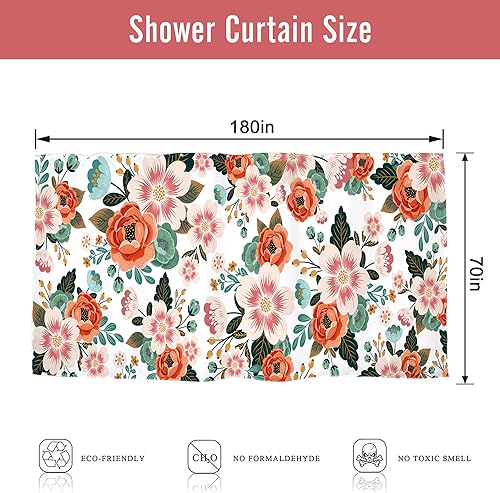 Miniatura 3 de Riyidecor Cortina de ducha con patas de garra de flores de 180 pulgadas de ancho x 70 pulgadas de alto, envoltura floral para todas las estaciones