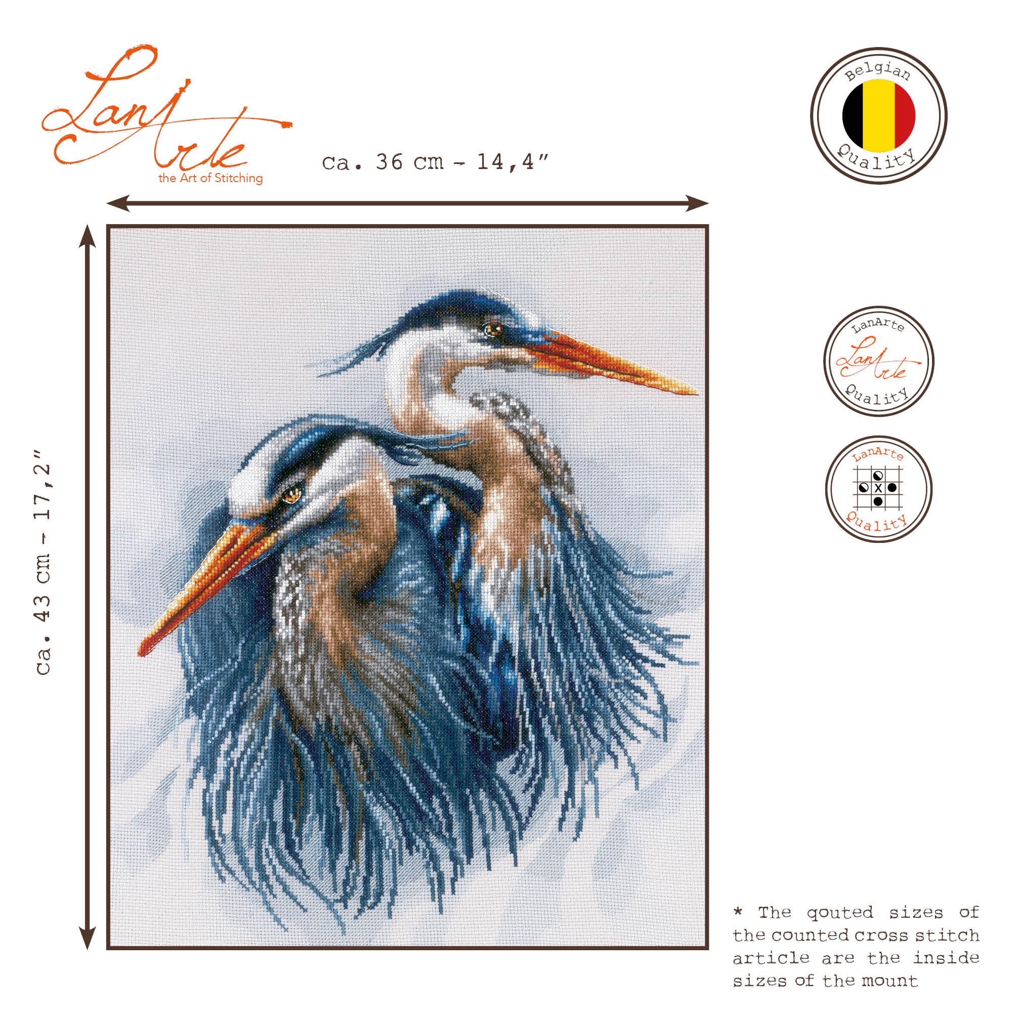 LANARTE Kit Punto Croce Contato GRANDI AIRONI BLU Decorativi Per Pareti ca. 36 x 43 cm Set Fai Da Te Creativo Adulti Ricamo Casa Decor Arte Da Parete Kit Per Hobby Cross Stitch