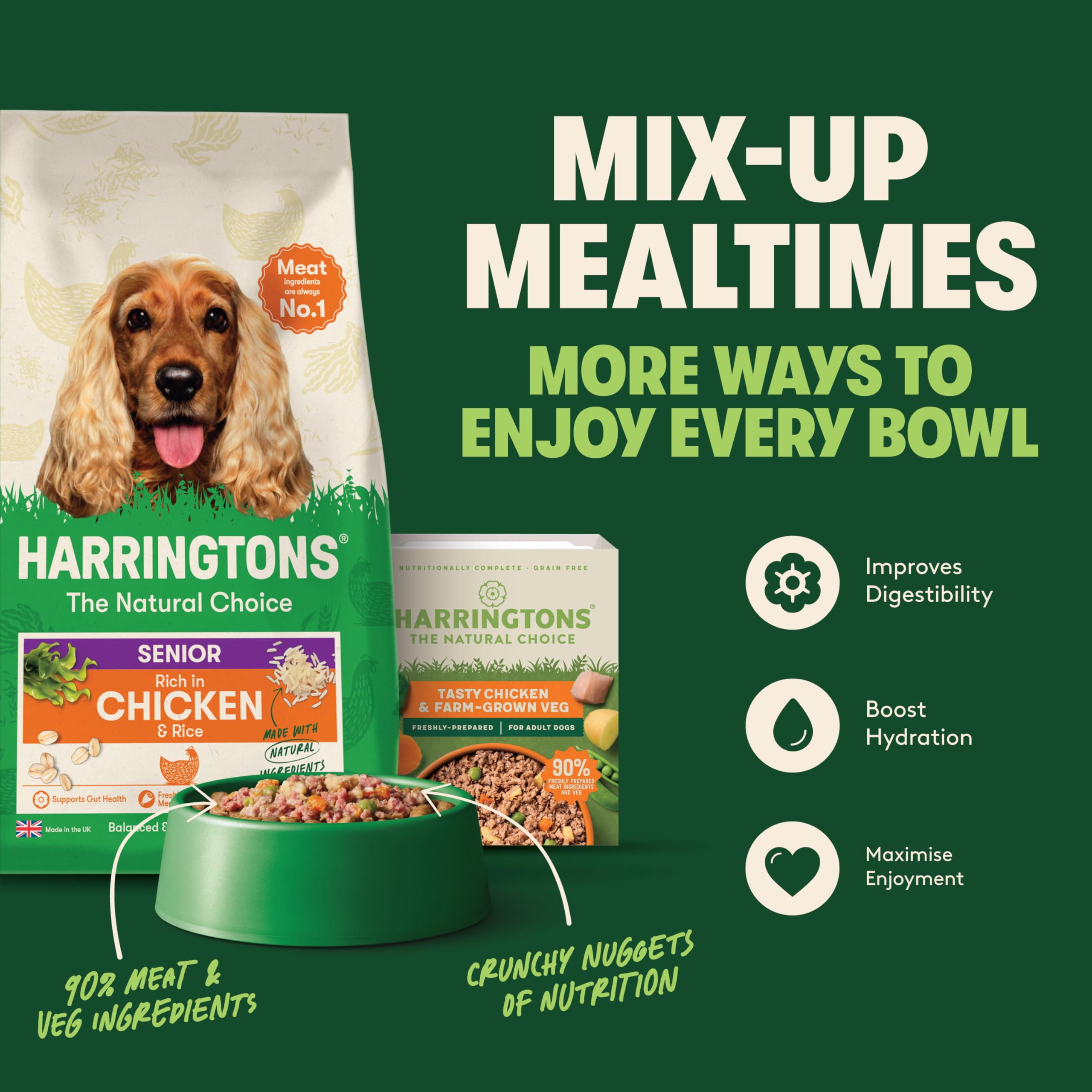 Alimento seco para Perros Harrington's Senior Complete con Pollo y arroz, 12 kg, elaborado con Ingredientes Totalmente Naturales