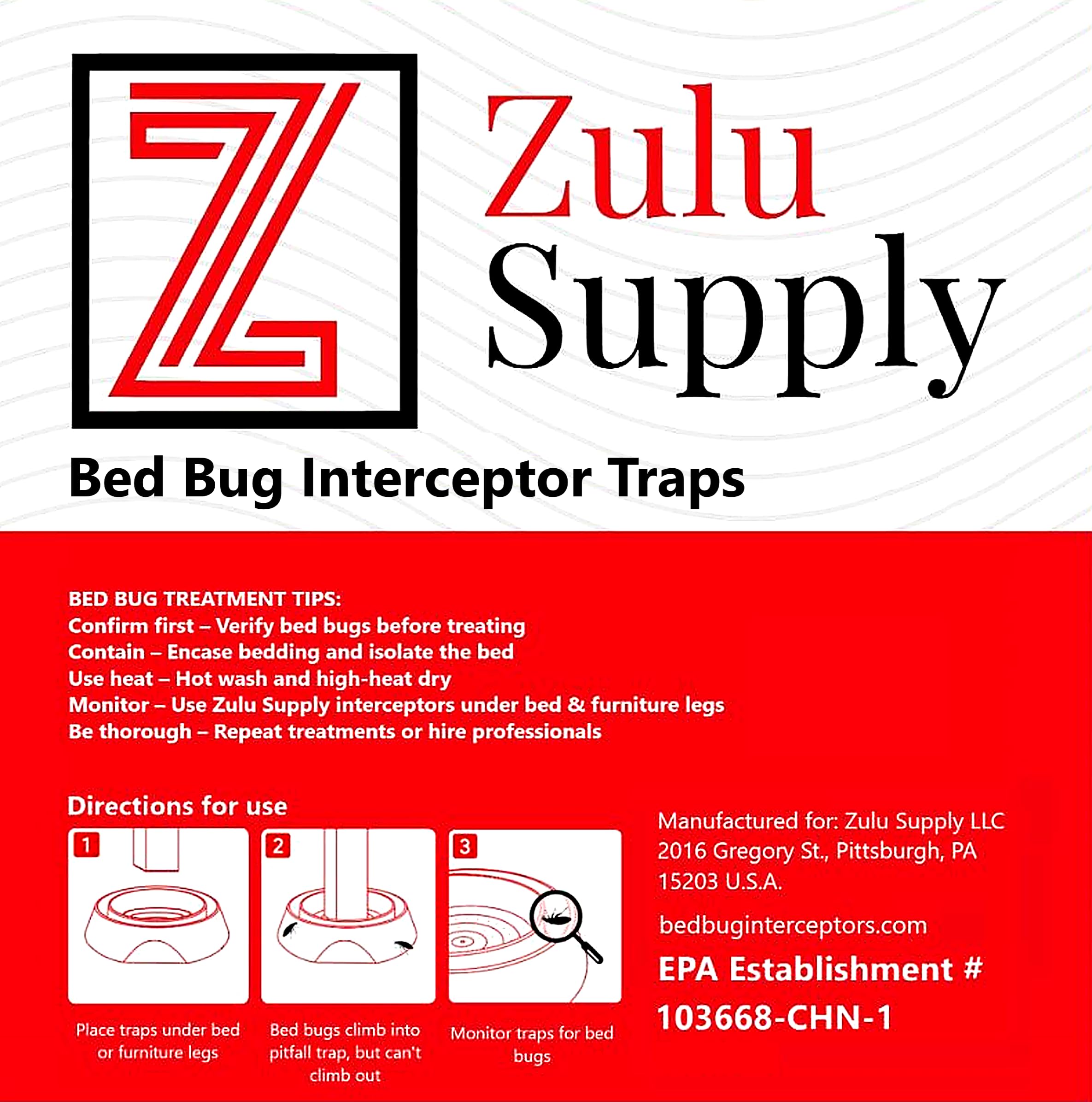 Zulu Supply - Trappole intercettatori per cimici, confezione da 12, monitor per cimici, rilevatore per gambe del letto o mobili (bianco, confezione da 12 pezzi)