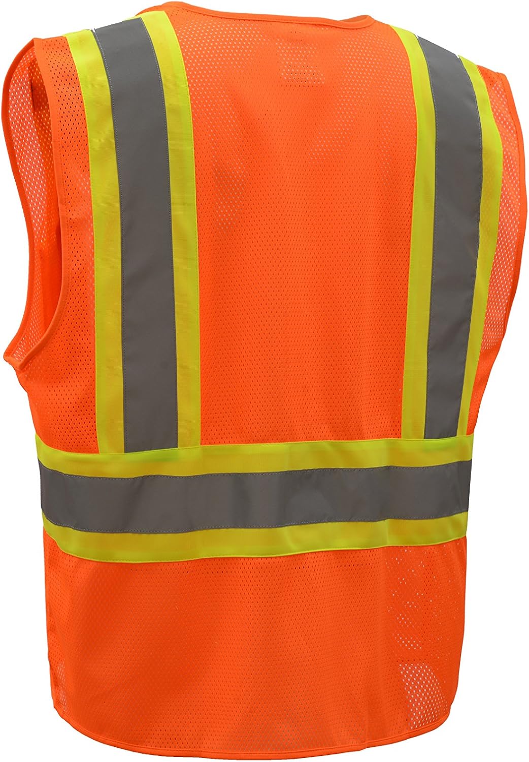CJ Safety CJHVSV2003 ANSI Class 2 High Visibility Two Tone Safety Vest Wicking Breathable Mesh (3XL, Orange)