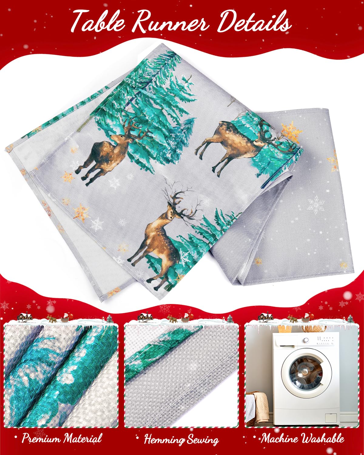 Phestival 17 IN 1 Premium Table Runner, Table Runners for Dinner Table Placemats Sets, Coasters, Wine Glass Charms - Image 2