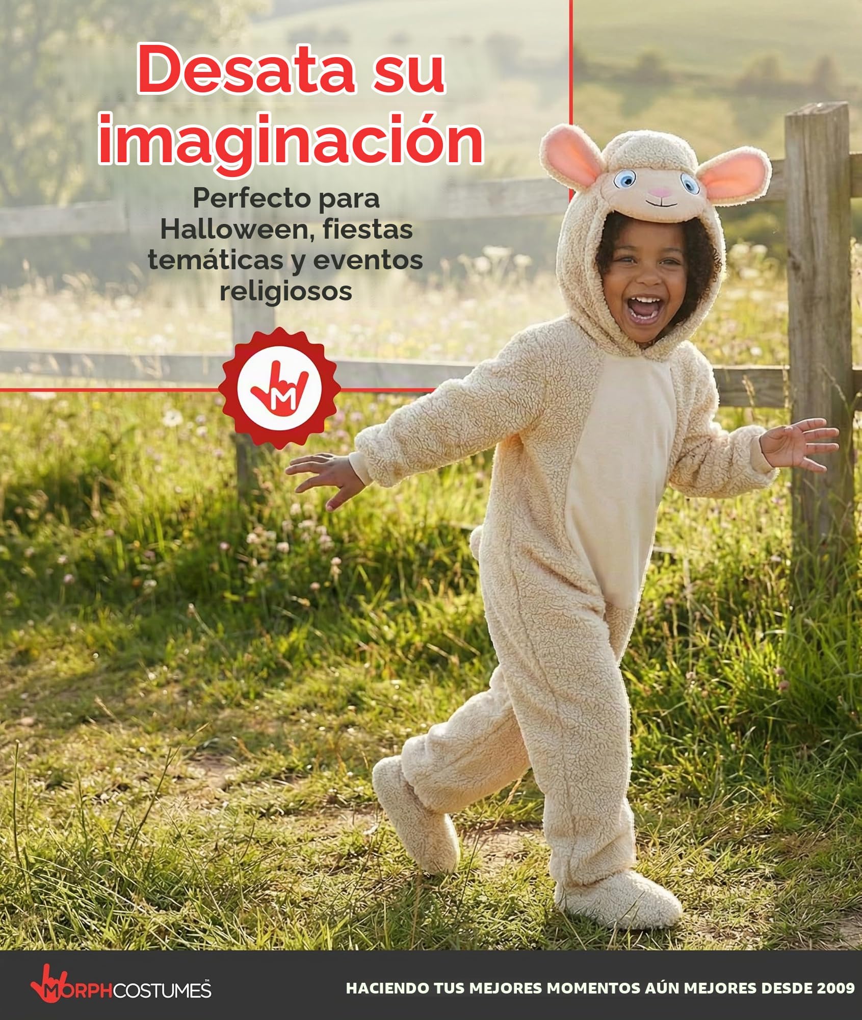 Morph Disfraz Oveja Niño, Disfraz de Cordero Halloween Niño
