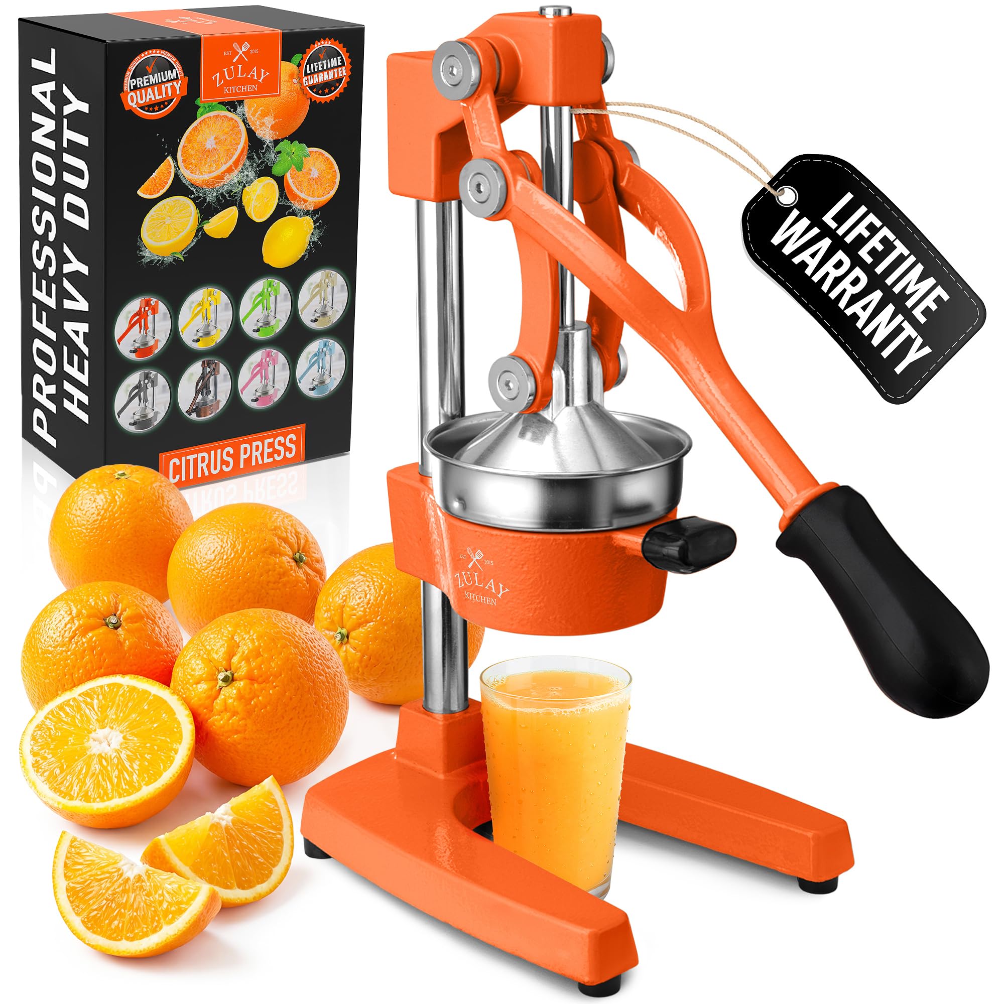 Zulay Kitchen Cast Iron Juicer - Manual Citrus Press and Lemon Squeezer - Premium Quality Heavy Duty Manual Juicer for Orange Juice and Lime Squeezer, Orange
