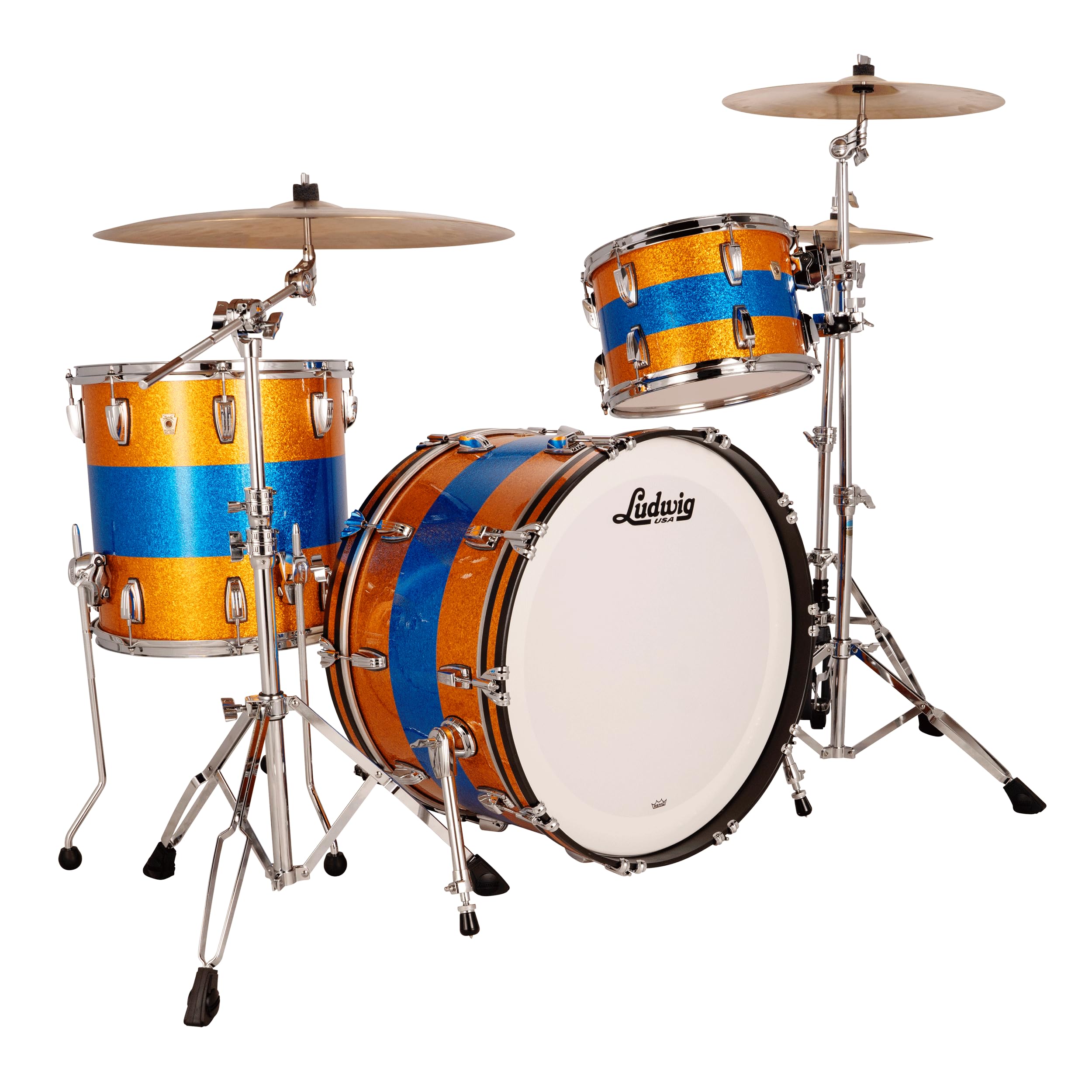 Ludwig Classic Maple Pro Beat 3-piece Shell Pack - Gold/Blue Tri-band