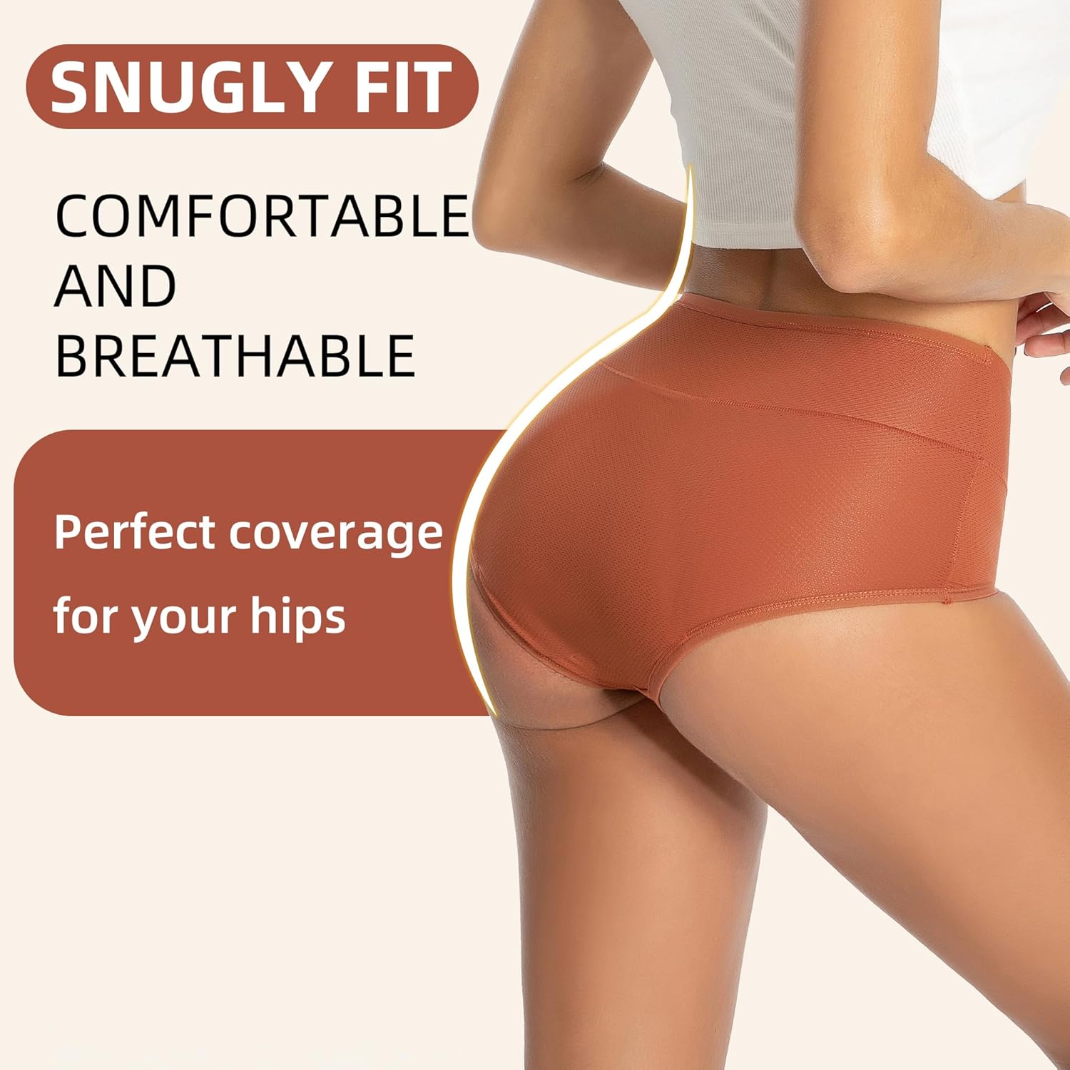 Mordlanka Breathable Underwear for Women Mesh Holes Silky Comfy Ultra Soft Briefs Stretch High Waist Panties - Image 4