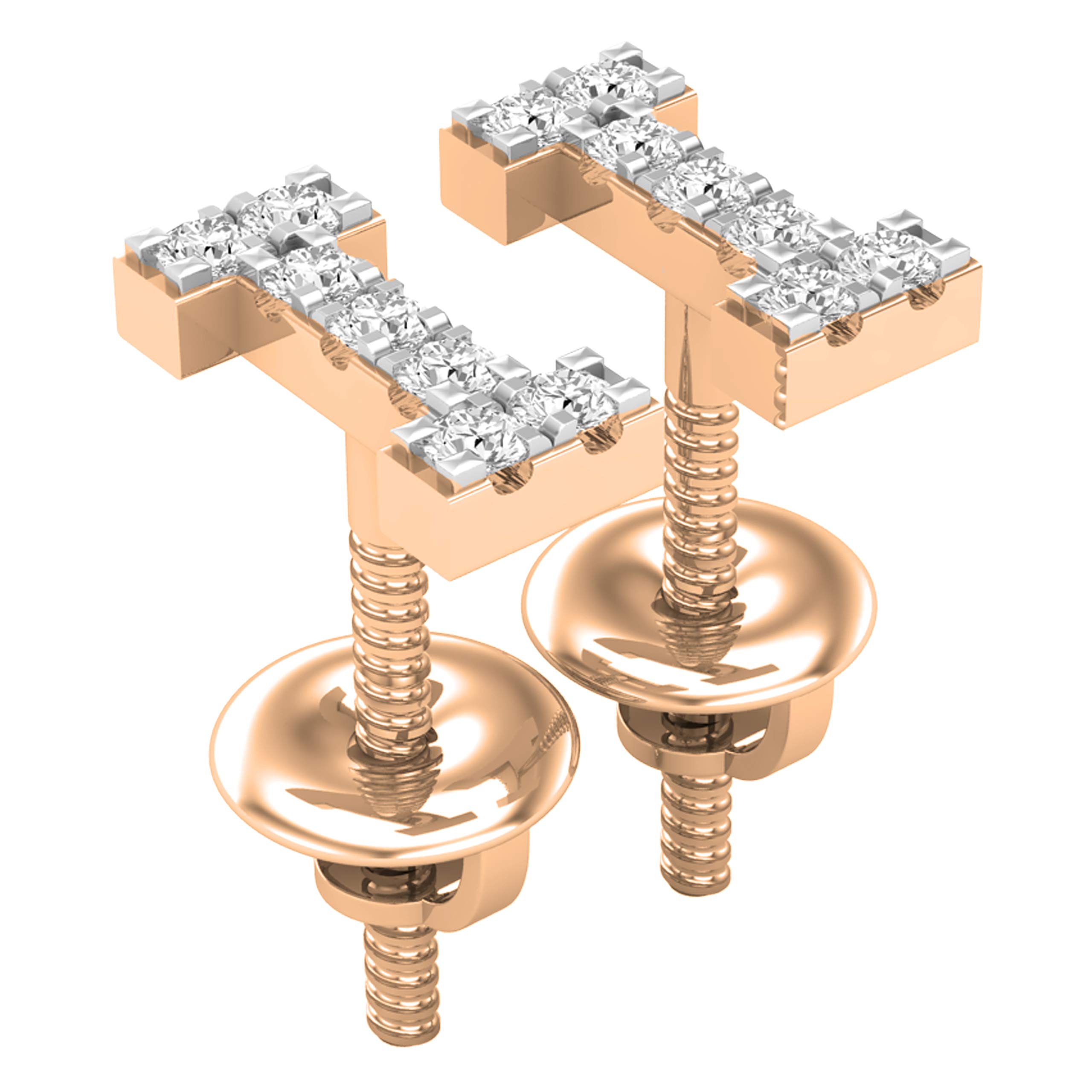 Dazzlingrock Collection - Pendientes de tuerca de 0,10 quilates (0,10 quilates (ctw), diseño de letra inicial de alfabeto blanco, 1/10 quilates, disponible en oro de 10 K/14 K/18 K y plata de ley 925