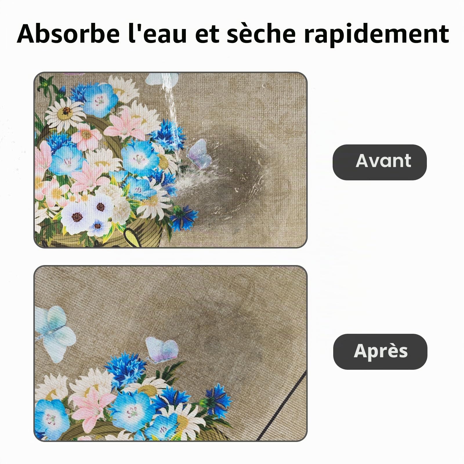 Lot de 2 tapis de cuisine lavables antidérapants imperméables café 40x60 40x120 cm