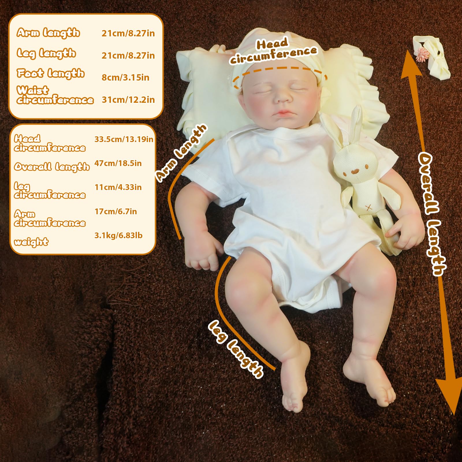 Reborn Baby Vollsilikon Junge 47 cm Realistische Reborn Baby Puppen Neugeborene Silikon Puppen