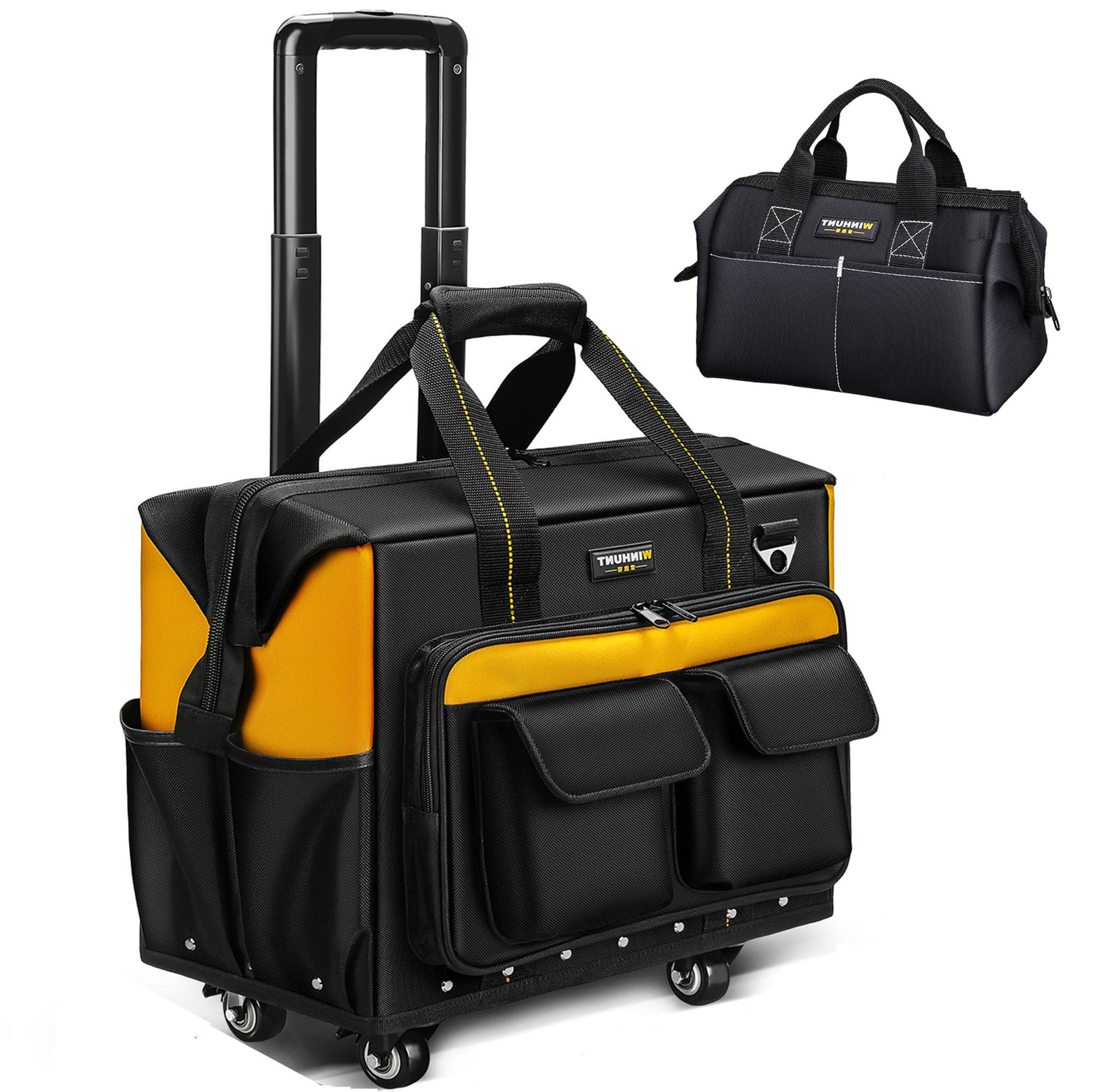 Roller Tool Bag with Four Spinner Wheels Portable Large Rolling Tool Bag with Swivel Caster Wheels Steel Plate