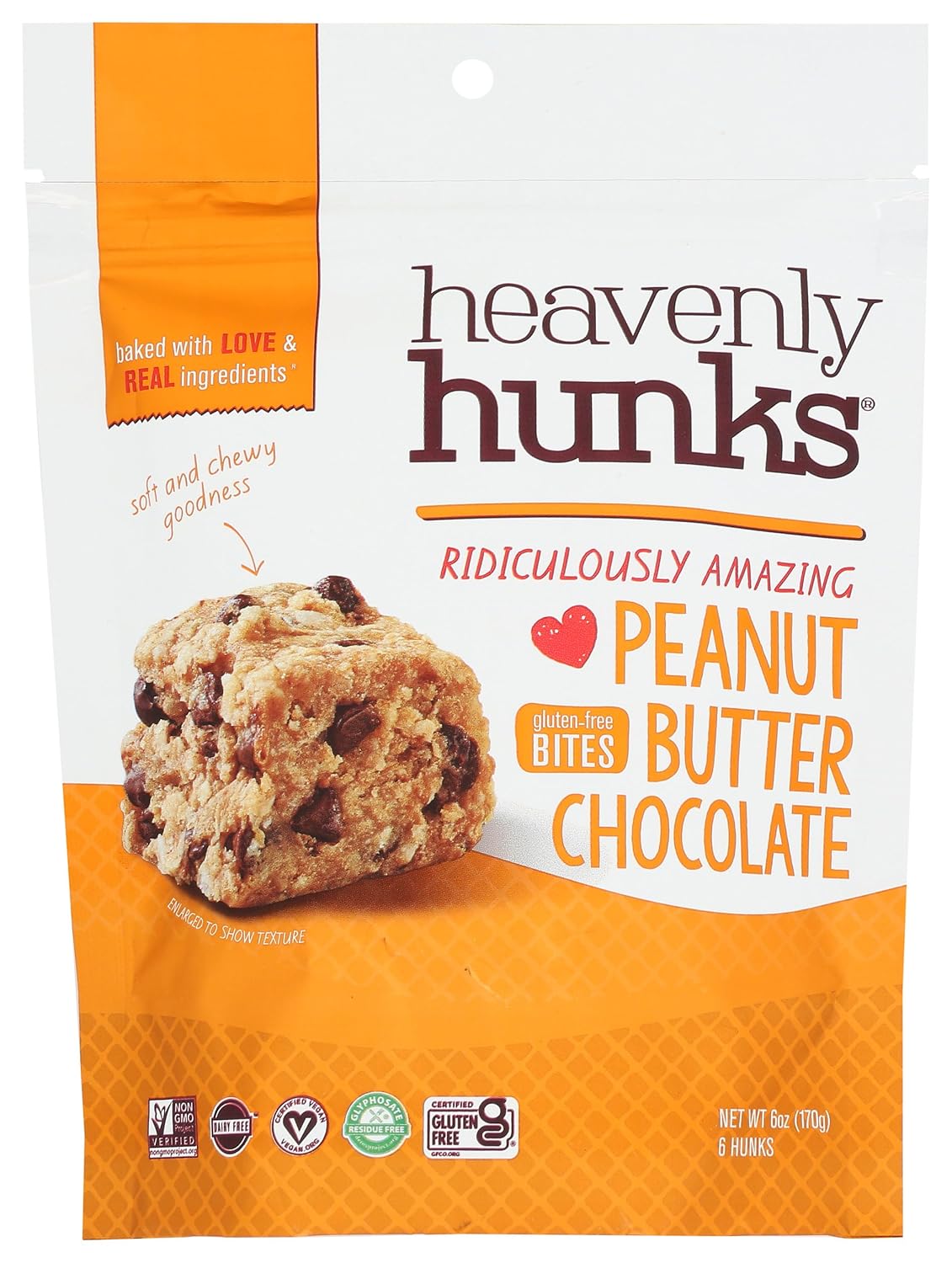 E&C'S Peanut Butter Chocolate Chip Heavenly Hunk Cookies, 6 OZ